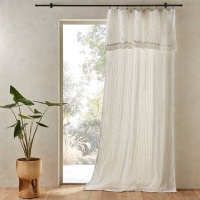 Занавеска Из льна и вискозы Plumaka 140 x 350 см белый AM.PM  фото, kupilegko.ru